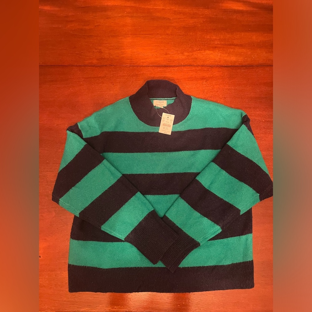 Jcrew Rugby stripe mockneck sweater in extra-soft yarn - NWT